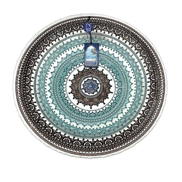 Handmade Other - Turkish Glass Glass Round Bowl Dinner Display Silver Blue Oriental Lace 16” W XL